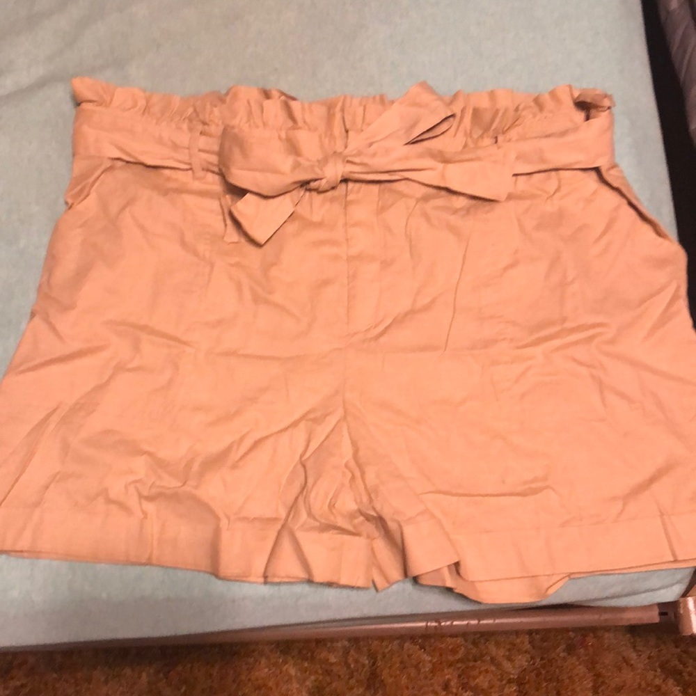 Tan Paperbag Shorts with Belt
